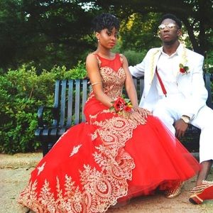 Red and Gold Prom Dress